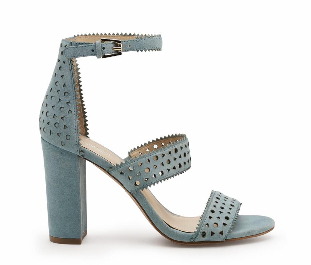 Botkier Gemi Seafoam Perforated Suede Strappy Sandals Womens 10